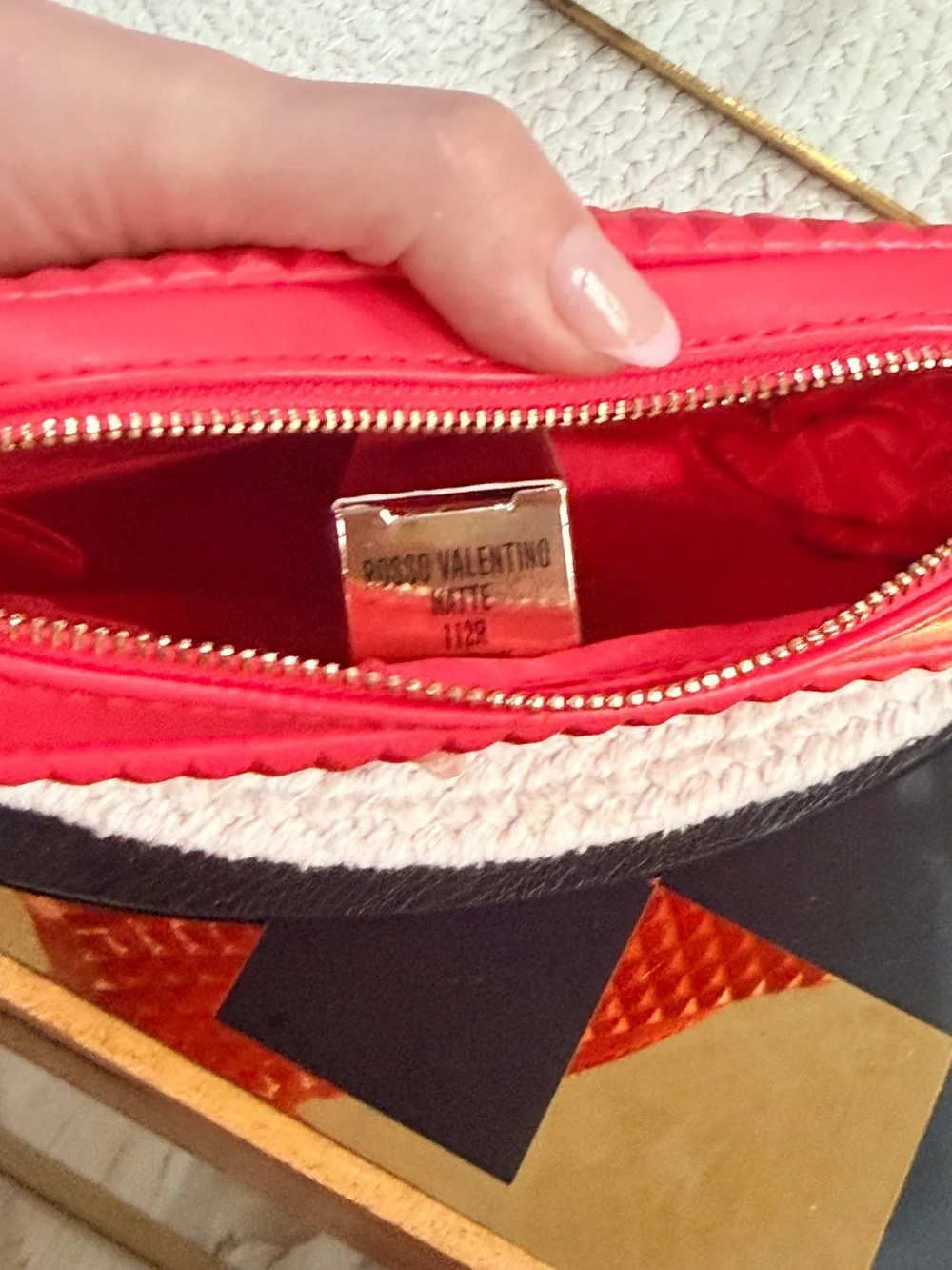 Valentino Beauty Neon Coral Makeup Pouch + Rosso Valentino Matte Lipstick Bundle